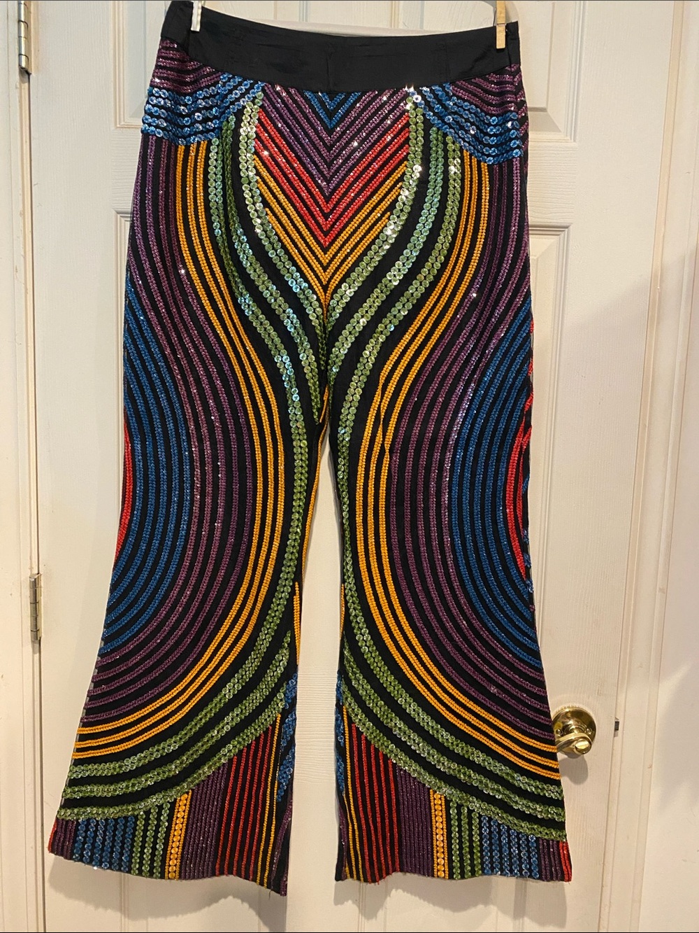 The Hippie Shake Sequin Striped Multicolor Boot-Cut Pants
